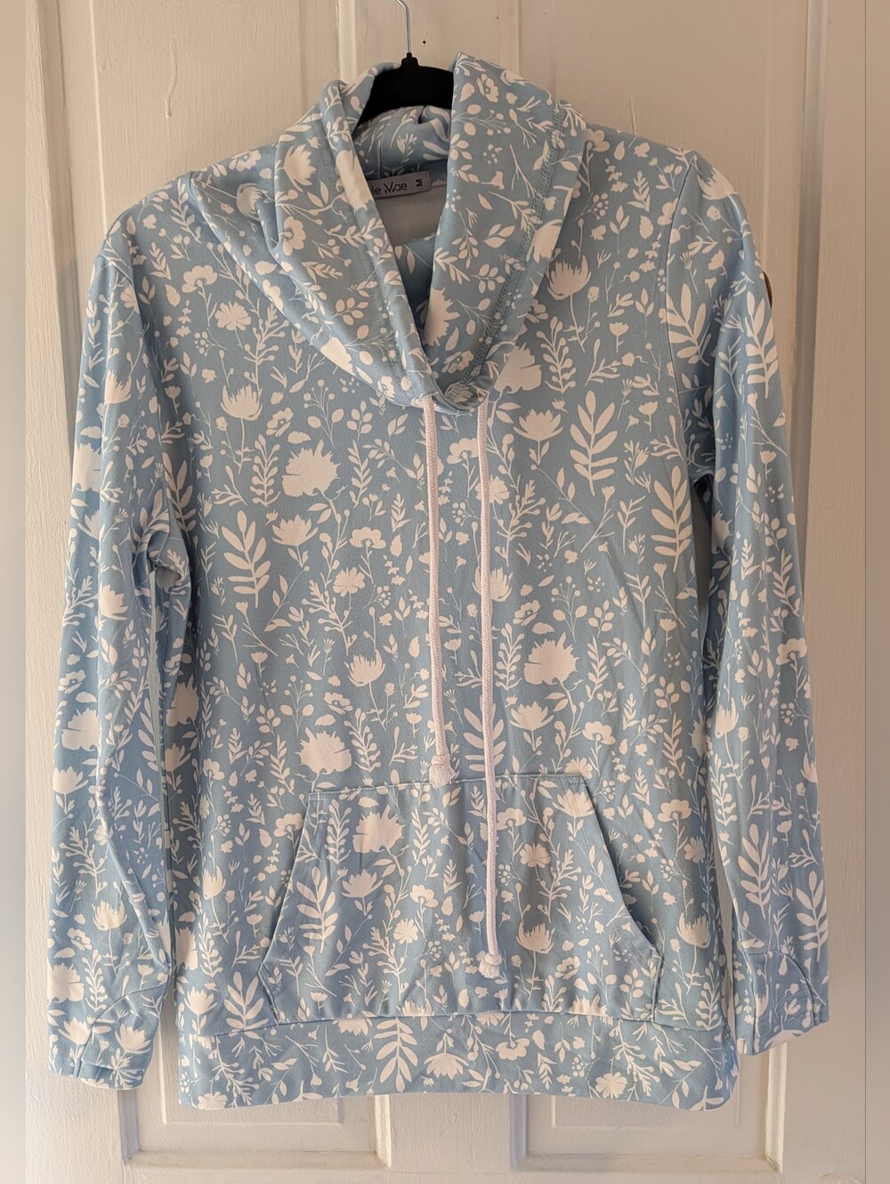 Michelle Mae Teal & White Floral Cowlneck Hoodie
